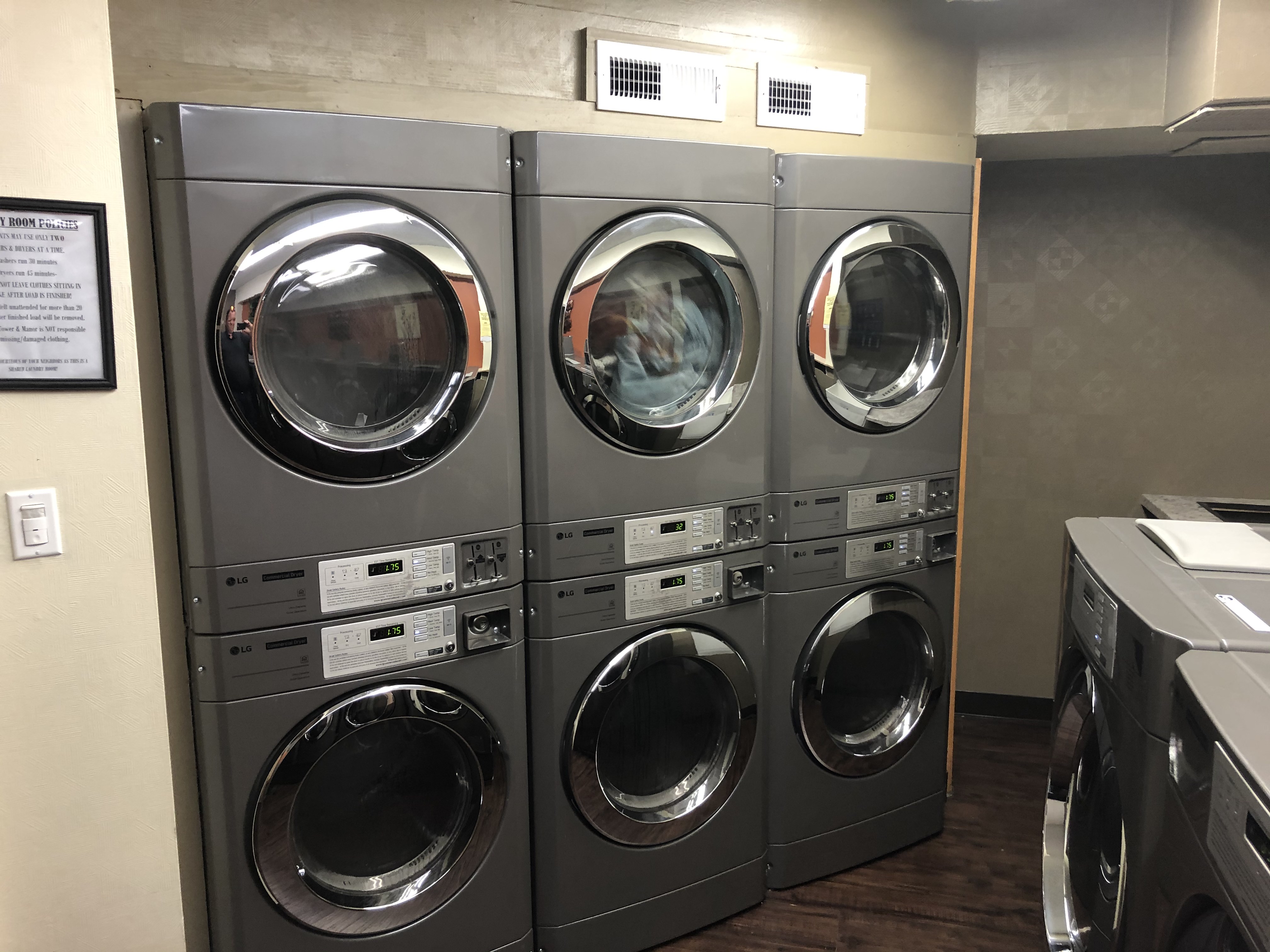 Laundry room at Fairway Tower and Manor Apartments, 750 Mull Avenue, Akron, OH 44313